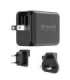 Tellur GaN 65W 3-port wall charger, 2xUSB-C + USB-A, EU,UK,US, black