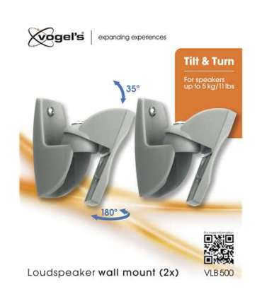 Vogels Loudspeaker Wall mount, VLB500 2 pcs., Turn, Tilt, Maximum weight (capacity) 5 kg, Black