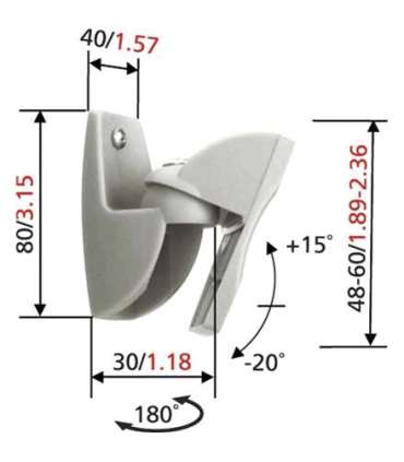 Vogels Loudspeaker Wall mount, VLB500, Turn, Tilt, Maximum weight (capacity) 5 kg, Silver