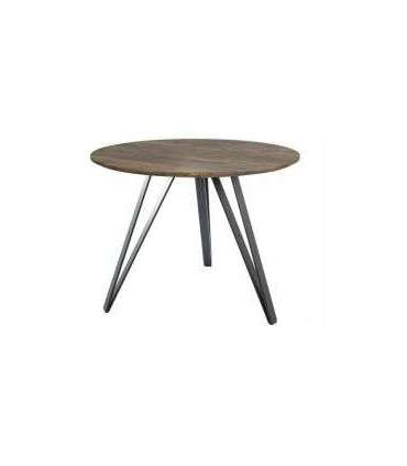 Ümmargune söögilaud TETIS pähkel vintage/must 100cm