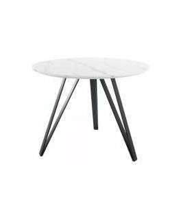 Ümmargune söögilaud TETIS valge marmor/must 100 cm