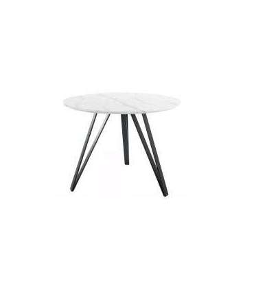 Ümmargune söögilaud TETIS valge marmor/must 100 cm