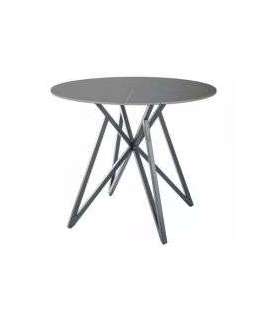 Ümmargune söögilaud MURANO hall marmor/must 90 cm