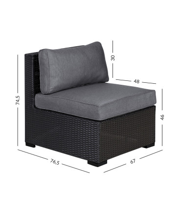 Diivani vahemoodul SEVILLA 67x76,5xH74,5cm, must, alumiinium, plastikpunutis