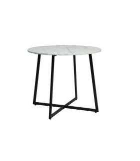 Ümmargune söögilaud LUNA valge marmor/must 90 cm