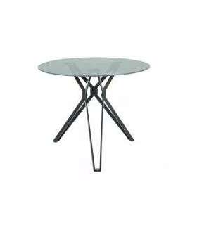Ümmargune söögilaud COLT läbipaistev klaas/must 90 cm