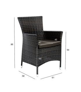 Стул WICKER-1 61x58x86cм, тёмно-коричневый
