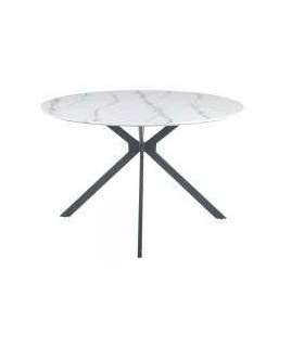 Ümmargune söögilaud ASTER valge marmor/must 120 cm