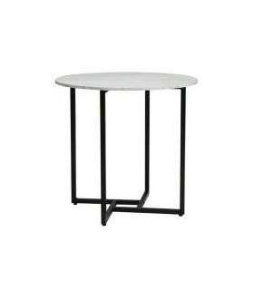 Ümmargune söögilaud ALTO II valge marmor/must 80 cm