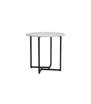 Ümmargune söögilaud ALTO II valge marmor/must 80 cm