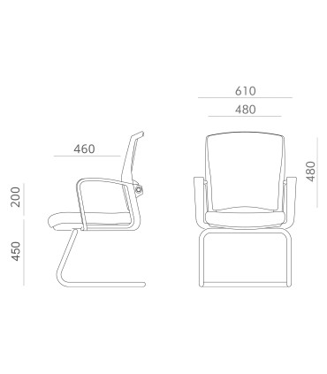 Стул для посетителей FULKRUM 61x57xH93см, черный