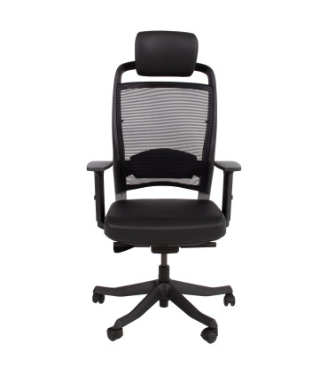 Рабочий стул FULKRUM 62x70xH97-107см, черная кожа