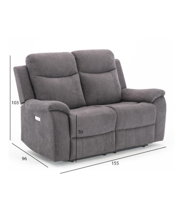 Diivan MILO 2-kohaline elektriline recliner 155x96xH103cm, hall