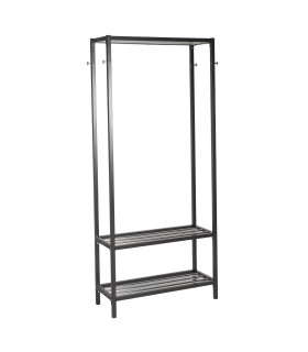Полка в прихожую STRAIGHT 85x32xH180cм, стальная рама, цвет: чёрный  / хром