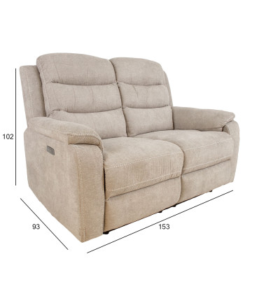 Диван-кресло MIMI 2-местный 153x93xH102см, электрическое кресло, светло-серый