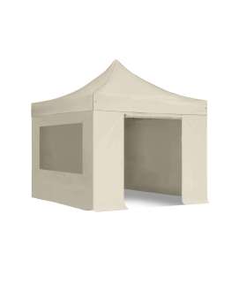Pop Up Folding tent 3x3 m, with walls, Beige, X series, aluminum (canopy, pavilion, awning)