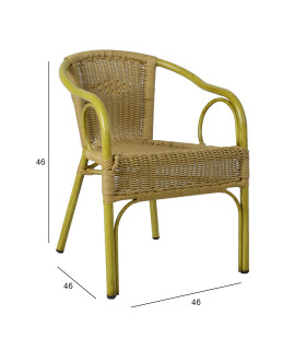 Tool BAMBUS käetugedega helepruun 56x63xH76cm, alumiiniumraam, plastikpunutis