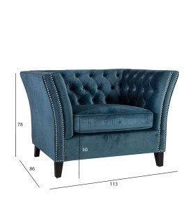 Кресло MAYERS 113x86xH78см, материал покрытия: бархат, цвет: морской синий