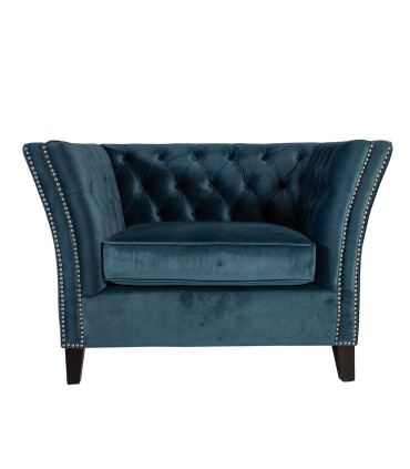 Кресло MAYERS 113x86xH78см, материал покрытия: бархат, цвет: морской синий