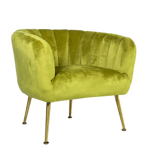 Кресло TUCKER 78x71xH69см, материал покрытия: бархат, цвет: светло-зелёный, ножки: нержавеющая сталь золотого цвета