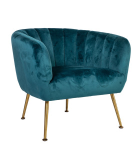 Кресло TUCKER 78x71xH69см, материал покрытия: бархат, цвет: морской зелёный, ножки: нержавеющая сталь золотого цвета