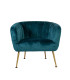 Кресло TUCKER 78x71xH69см, материал покрытия: бархат, цвет: морской зелёный, ножки: нержавеющая сталь золотого цвета
