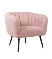 Кресло TUCKER 78x71xH69см, розовая ткань, черные металлические ножки
