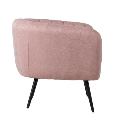 Кресло TUCKER 78x71xH69см, розовая ткань, черные металлические ножки
