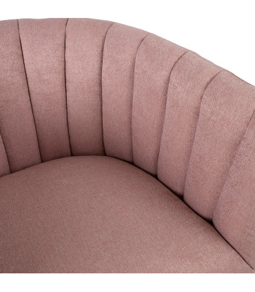 Кресло TUCKER 78x71xH69см, розовая ткань, черные металлические ножки