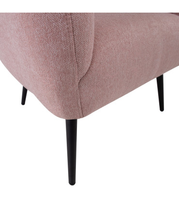 Кресло TUCKER 78x71xH69см, розовая ткань, черные металлические ножки