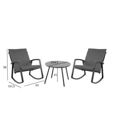 Комплект садовой мебели LOKI стол, 2 кресла-качалки