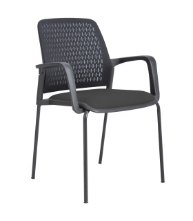 Стул для посетителей FUSION 60x55xH84,5cм, сиденье: ткань, спинка: сетка из полиэстера, цвет: чёрный, рама: чёрный