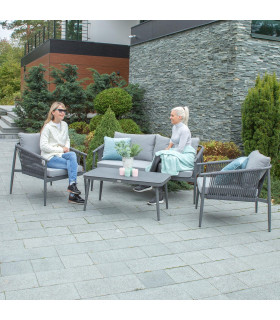 Aiamööbli komplekt WEILBURG laud 100x55xH45cm, diivan 150x77xH73cm, 2 tooli 70x77xH73cm, alumiinium