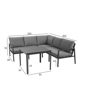 Aiamööblikomplekt ADRIAN laud ja nurgadiivan