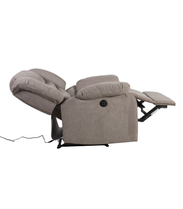 Кресло-реклайнер CYRUS с электрической спинкой и подножкой 99x95xH102см, материал покрытия: ткань, цвет: таупэ