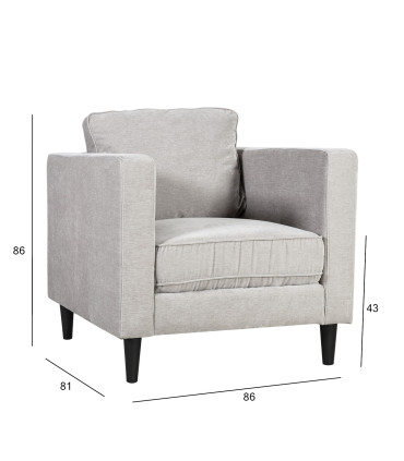 Кресло SPENCER 81x86xH86см, материал покрытия: бархатный ткань, цвет: светло-серый