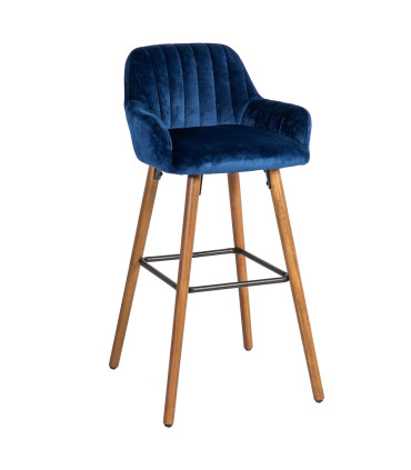 Барный стул ARIEL 48x52xH97см, сиденье и спинка: ткань, цвет: синий, ножки из бука