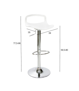Барный стул ANDY, 39x35xH77,5-98cм, цвет: белый
