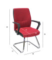 Стул для посетителей ANGELO 58x57xH90cм, сиденье и спинка: ткань, цвет: красный, цвет корпуса: хромированный.