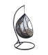 Кресло-качалка DROPLET 120x120xH200см, плетение из черного пластика, серые подушки