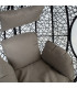 Кресло-качалка DROPLET 120x120xH200см, плетение из черного пластика, серые подушки