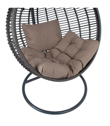 Подвесное кресло GLOBE с подушками 105x105xH190см, ножка:стальная труба, сиденье: плетение из пластика, тёмно-коричневый