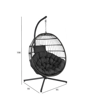 Подвесное кресло WELS 95x95x198см, серый