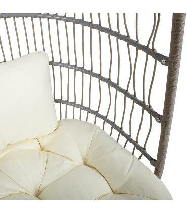 Подвесное кресло CORDY 103x103xH190см, светло-серый плетение веревок