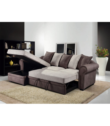Угловой диван-кровать LUCREZIA 284x90/170xH90cм, ЛУ, с ящиком для белья,материал покрытия: ткань,цвет:коричневый/бежевый