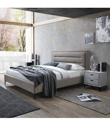 Voodi CELINE 160x200cm, ilma madratsita hallikasbee˛