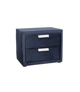 Прикроватная тумба GRACE 2-ящиками, 50,5x41xH40см, обивка из мебельного текстиля, цвет: синий