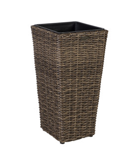 Кашпо WICKER 28х28xH60cм, пластиковое плетение, цвет: тёмно-коричневый