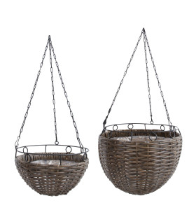 Подвесное кашпо WICKER 2шт D30xH27 / 60cм, D25xH15 / 58cм, тёмно-коричневый