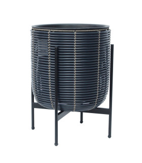 Lillepott WICKER alusega 38x38xH49cm, must/pruun